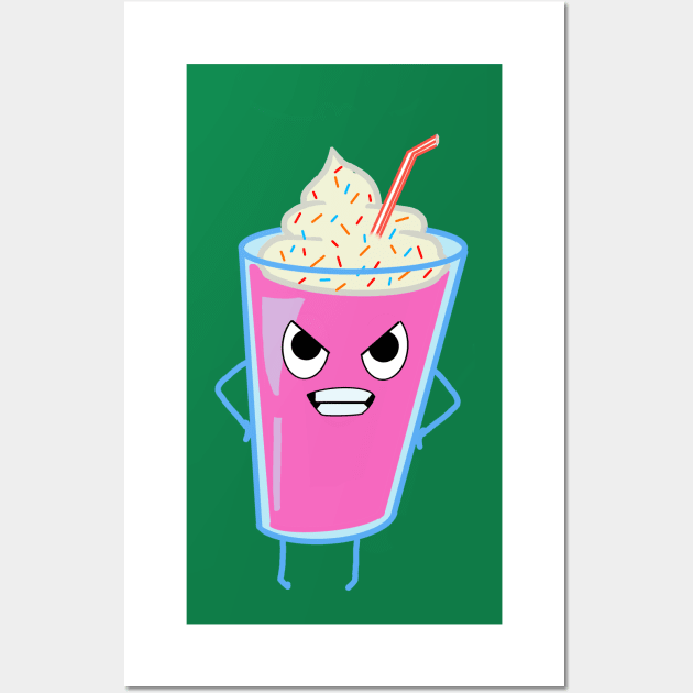 Angry Kawaii Milkshake Wall Art by DesignsBySaxton